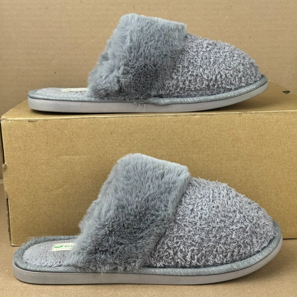 Honeydew Women’s Cozy Faux Fur Slippers Gray | Size US 9–10 | Soft Indoor Slides